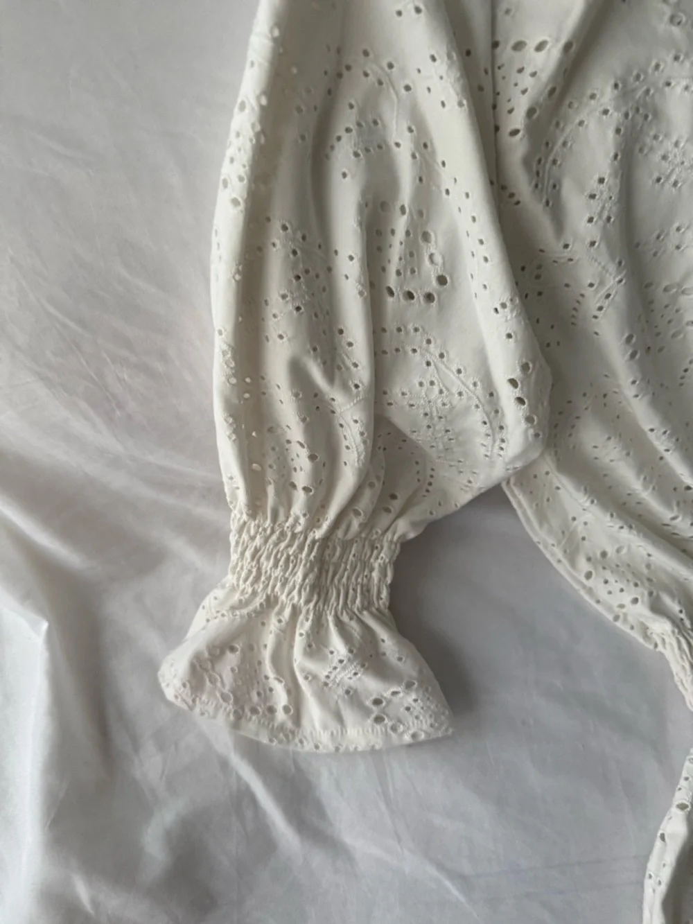 Embroidered Eyelet Blouse From Zara V Neckline Elasticized Details